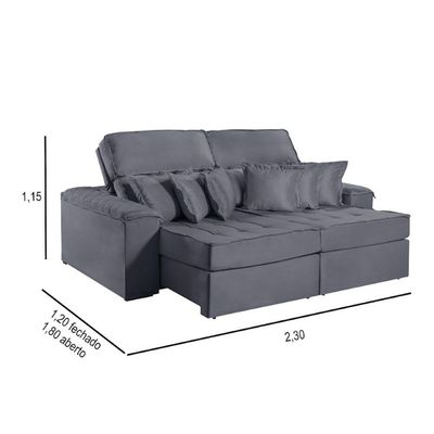 Sofa Martins M-188 02 Md.90 Com Almofadas - V-211 Grafite