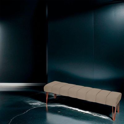 Recamier Estofada Casal Luxo Veludo Cor Capuccino