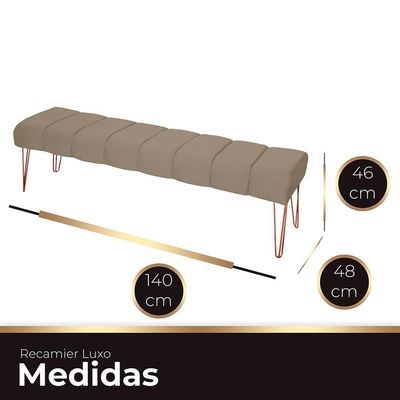 Recamier Estofada Casal Luxo Veludo Cor Capuccino