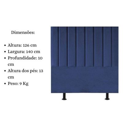 Cabeceira Estofada Cama Box Casal 140 Cm Sophia Carla Suede Cor:azul Marinho