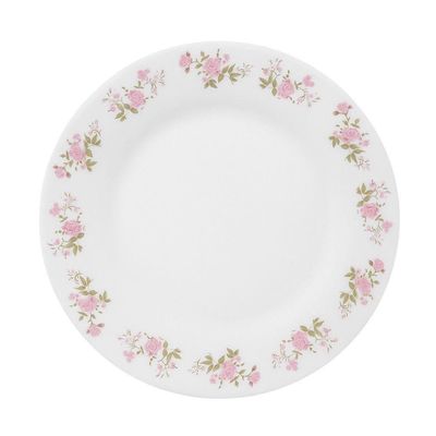 Jogo 10 Prato Raso De Vidro Branco Flowers Pink 25,5cm Em Casa Tem