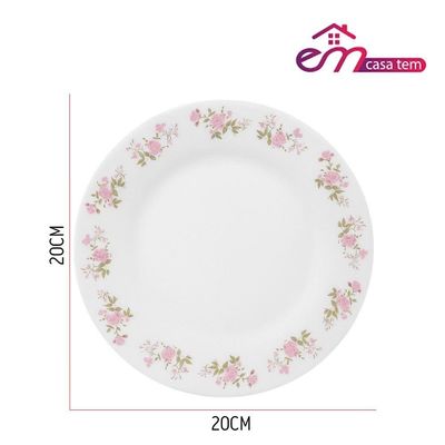 Jogo 2 Prato De Sobremesa De Vidro Flowers Pink 20cm Em Casa Tem