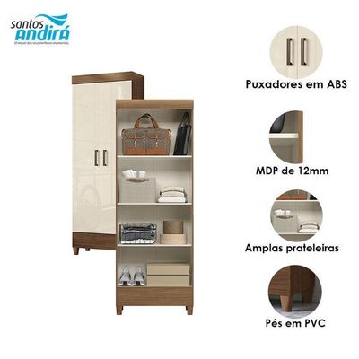 Armário Multiuso Com Pés Fit Jequitibá Off Acetinado - Santos Andirá