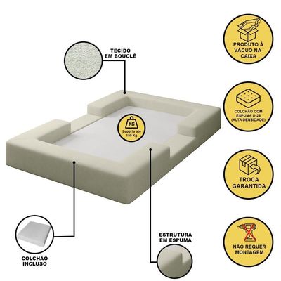 Cama Montessoriana Berço Infantil 100% Espuma Balaqui Decor Bege