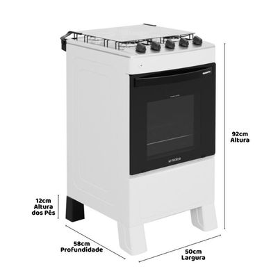 Fogão 4 Bocas A Gás Com Tampa Bivolt Premium Plus Realce Cr227 Branco Bivolt