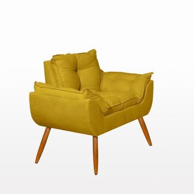 Kit Sofá Namoradeira Opala + 2 Poltronas Opala Balaqui Decor Cor:amarelo