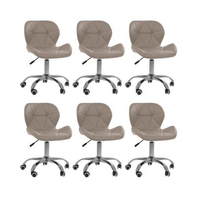 Kit 6 Cadeiras Office Eiffel Slim Oficial Giratória Bege