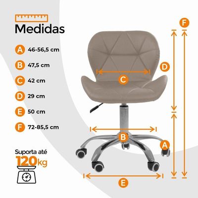 Kit 6 Cadeiras Office Eiffel Slim Oficial Giratória Bege