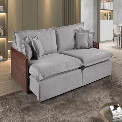 Sofá Martins M-160 2 Mód. 120cm Braço 7cm Estofados Martins Linho Cinza