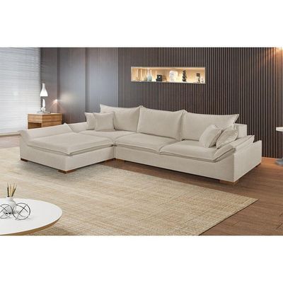 Sofá Martins M-201 Boucle De Canto Estofados Martins Bougle Bege Claro