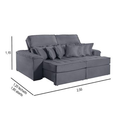 Sofa Martins M-188 02 Md.1.00 Com Almofadas - V-211 Grafite