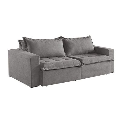 Sofá Cama 3 Lugares Retrátil Reclinável Linho M-184 Martins Cinza