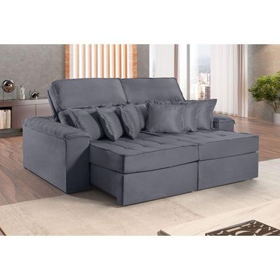 Sofa Martins M-188 02 Md.1.00 Com Almofadas - V-211 Grafite