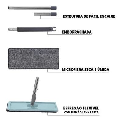 Rodo Mop Flat E Balde Para Limpeza