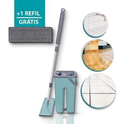 Rodo Mop Flat E Balde Para Limpeza
