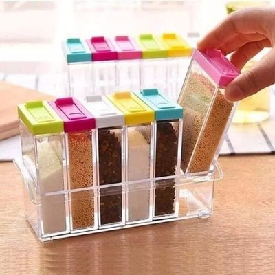 Organizador De Tempero Acrilico Cozinha 7 Peças
