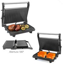 Mini Grill Elétrico de Inox Grelha Antiaderente 220V