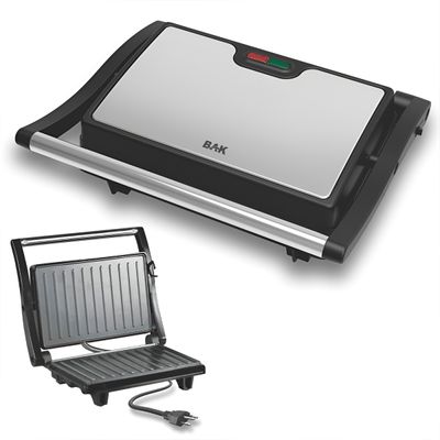 Mini Grill Elétrico de Inox Grelha Antiaderente 220V