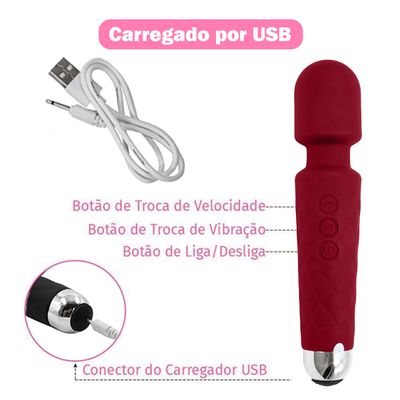 Massageador Vibratorio USB Recarregavel Roxo