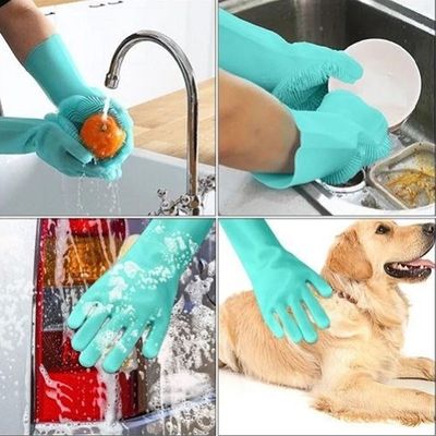 Luva Esponja Multiuso Silicone Lava Louça