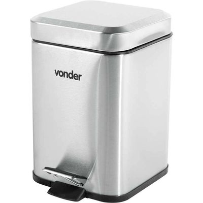 Lixeira 6356003003 3L Aço Inox com Pedal Tampa com Amortecimento Balde Plástico Removível Cinza