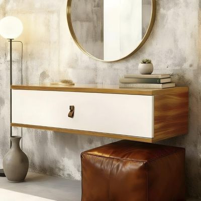 Penteadeira Suspensa 90cm 1 Gaveta Quarto Lila Cinamomo/branco Z49 - Mpozenato