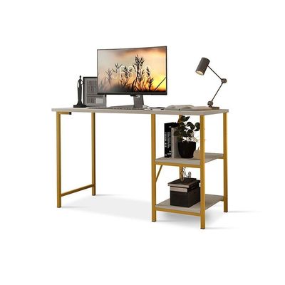 Escrivaninha Mesa Office Estudo Estilo Industrial 110cm Klm Dourado-off White