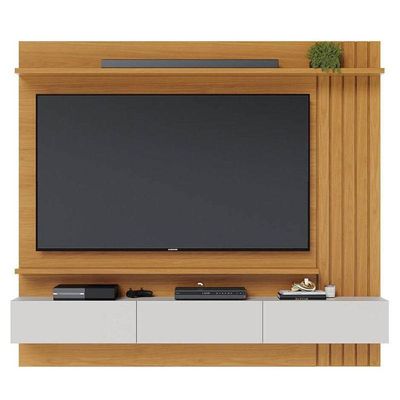 Painel Para Tv Home Suspenso Juriti 1.8 Ripado Naturale Off White Matte - Colibri