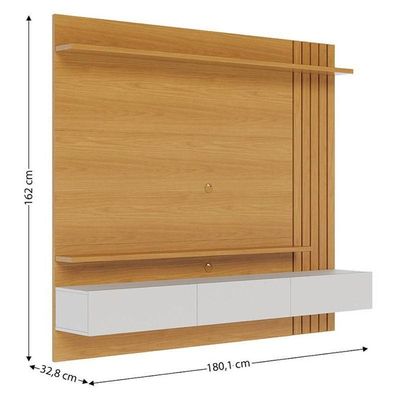 Painel Para Tv Home Suspenso Juriti 1.8 Ripado Naturale Off White Matte - Colibri