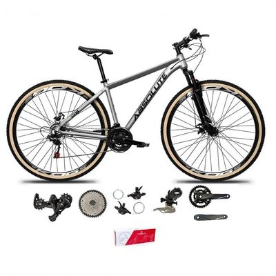Bicicleta Aro 29 Absolute Nero 5 Alumínio 2x9 Freios Hidráulicos K7 Garfo Com Trava 18v Cinza 21