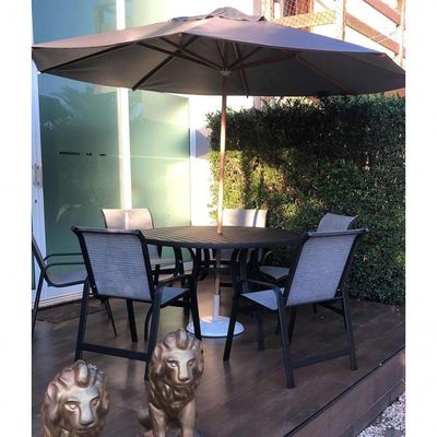 Mesa 1,20m Ripada Alumínio Resistente área Externa Piscina Jardim Jantar Preto