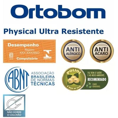 Colchão Physical Solteiro Ultra Resist 88x188x17cm - 1040403260 - Ortobom