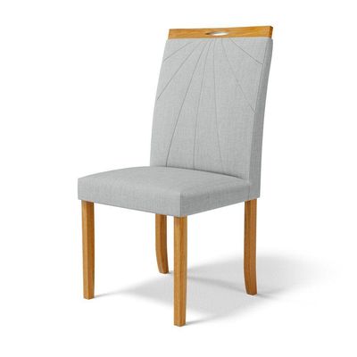 Kit Com 2 Cadeiras Maiara Madeira Maciça Estofadas Para Mesa De Jantar Linho Cinza 407
