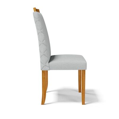 Kit Com 4 Cadeiras Agnes Madeira Maciça Estofadas Para Mesa De Jantar Linho Cinza 407