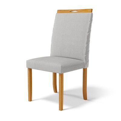 Kit Com 4 Cadeiras Agnes Madeira Maciça Estofadas Para Mesa De Jantar Linho Cinza 407