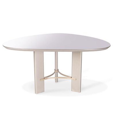 Mesa de Jantar Palheta Redonda Vidro 110CM Amadeirado Natural Laqueado Madeira Maciça
