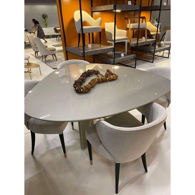 Mesa de Jantar Palheta Redonda Vidro 110CM Amadeirado Natural Laqueado Madeira Maciça