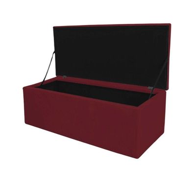 Calçadeira com Baú Espanha 90CM Solteiro Corino Madeira Vermelho Gat Magazine