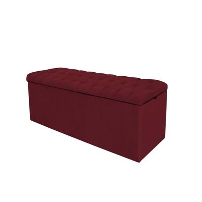 Calçadeira com Baú Espanha 90CM Solteiro Corino Madeira Vermelho Gat Magazine