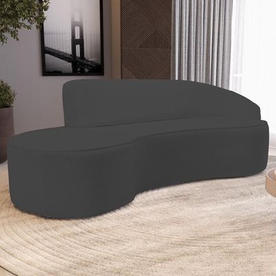 Sofá Living 3 Lugares 260cm Braço Direito Mozart D06 Sintético Cinza - Mpozenato