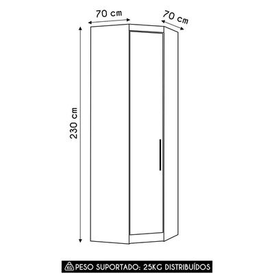 Guarda Roupa Canto Obliquo 70cm 1 Porta Taiga Branco/cinnamon L01 - Mpozenato