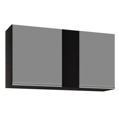 Armário Aéreo 100cm 2 Portas Indiana Preto/cinza - Lumil Móveis