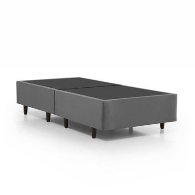 Cama Box Solteiro Base Dobrável para Colchão 88X188CM Estrutura em Madeira Cinza