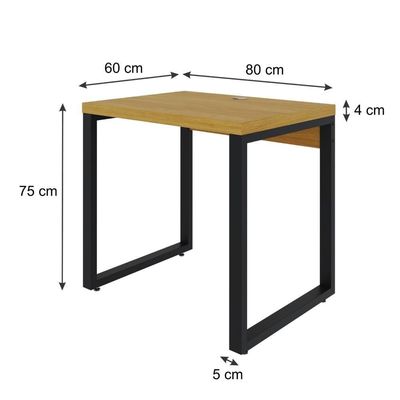 Mesa Operacional 80x60x75cm Yon - Acácia Mel-est.preta Acácia Mel-est.preta