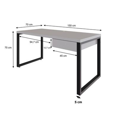 Mesa Diretor C-01 Gav. 150x70x75cm Yon - Off White-est.preta Off White-est.preta