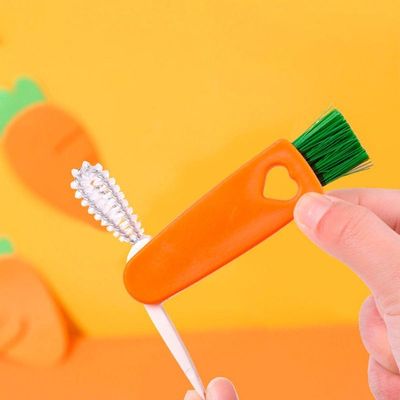 Escova De Limpeza Multiuso Para Teclado Cantos Frisos Notebooks 3 Em 1 Laranja