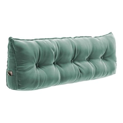 Almofada Para Cabeceira Encosto Apoio Lombar Spot 195cm Com Porta Celular Veludo - Abmaza Verde