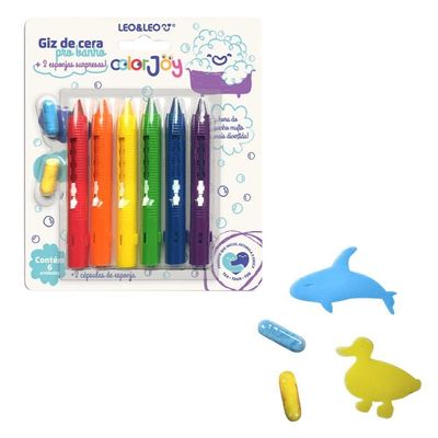 Giz De Cera Retrátil Banho 6 Cores Leo&leo