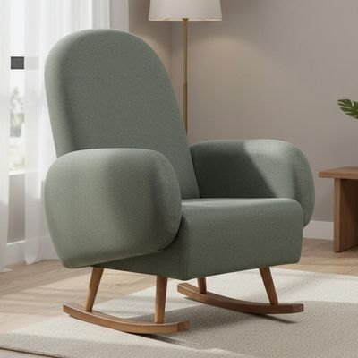 Poltrona De Amamentação Com Balanço Base Milka Dolce D02 Tramado Verde C-296 - Lyam Decor