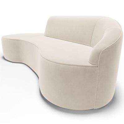 Sofá 4 Lugares Curvo Living Firenze Direito D02 Veludo Bege 260cm C-309 - Lyam
